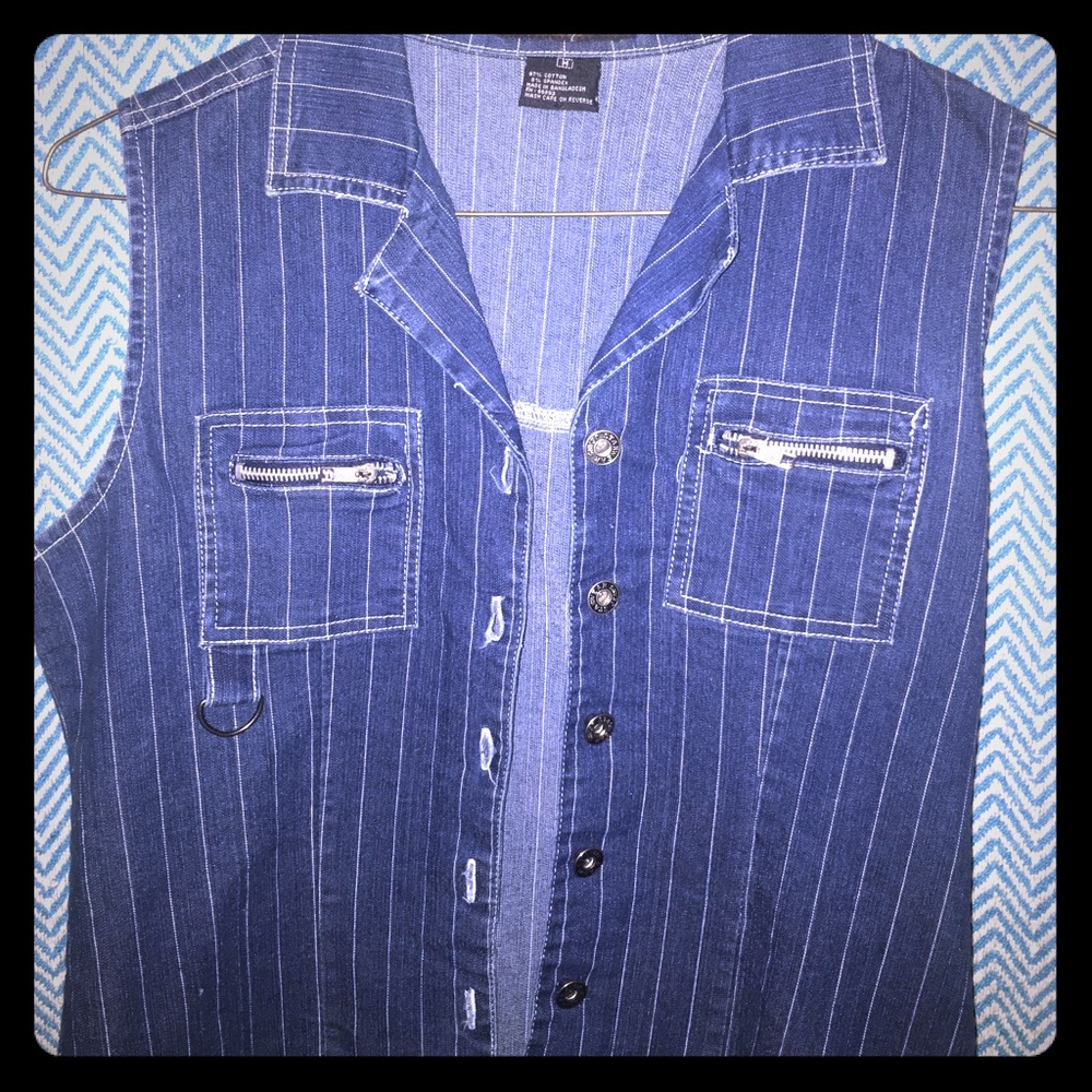 Striped jean jacket